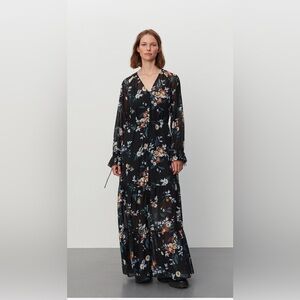 2nd day Floral long sleeve sheer Black Maxi Dress NWT size EU 38 US 8